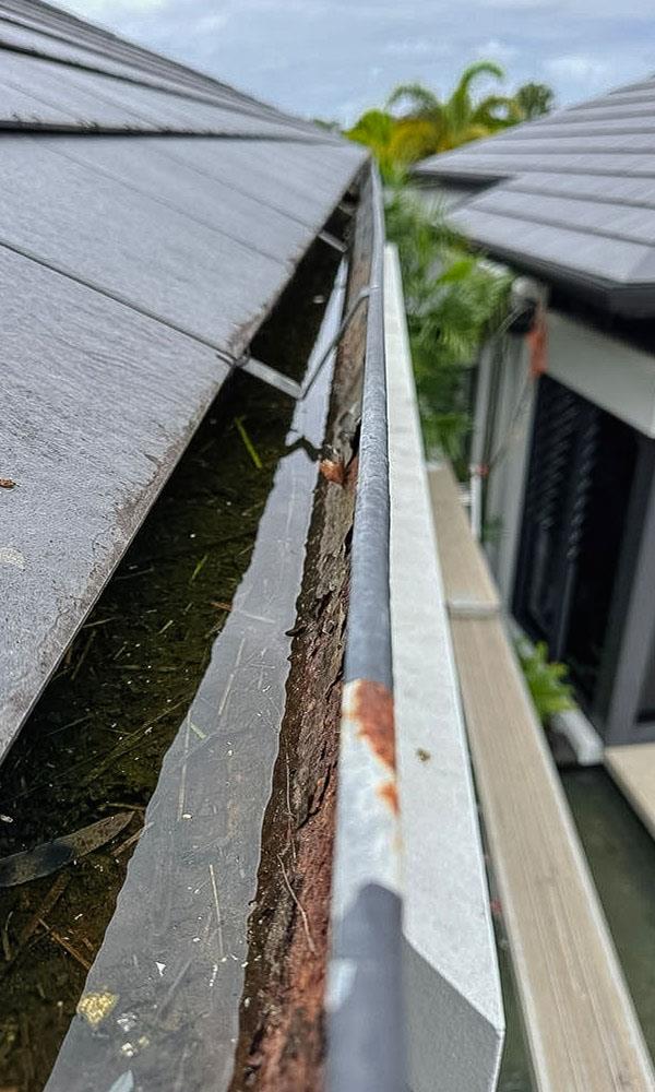rusty gutter from top